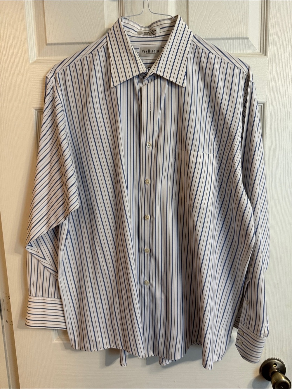 Van Heusen White Dress Shirt with Blue Stripes